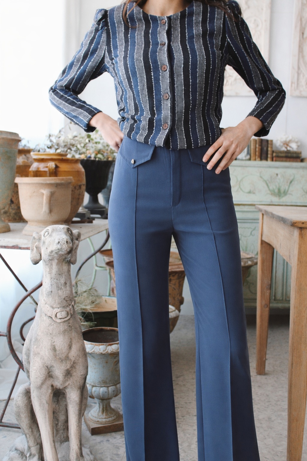 CHAQUETA ESTRUCTURADA RAYAS MARINO