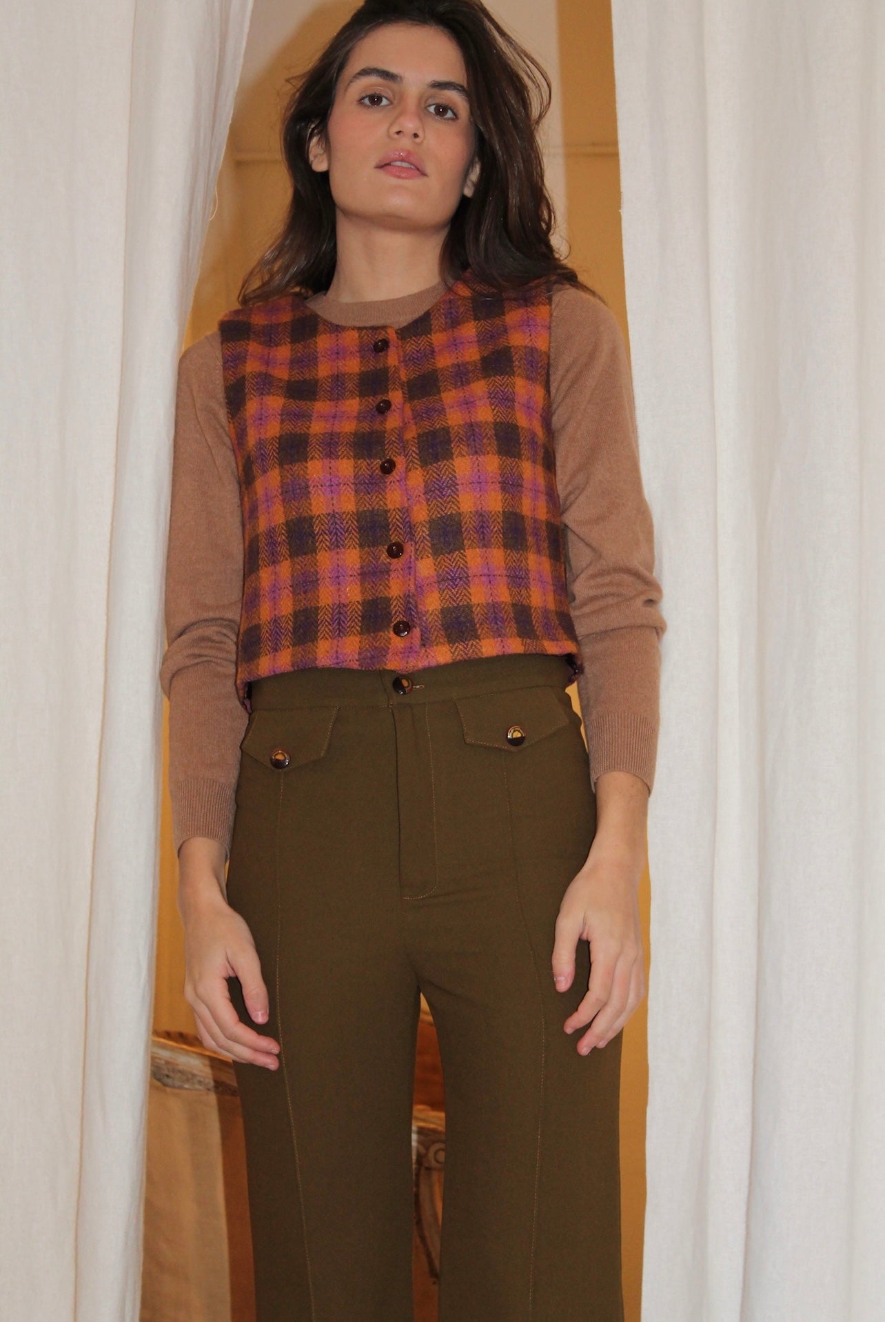 CHALECO ESTRUCTURADO LANA CUADROS