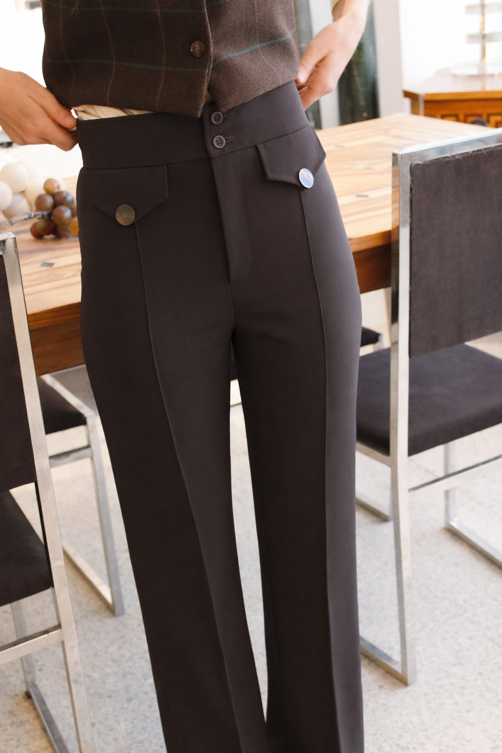 PANTALON PALAZZO BERENJENA OSCURO