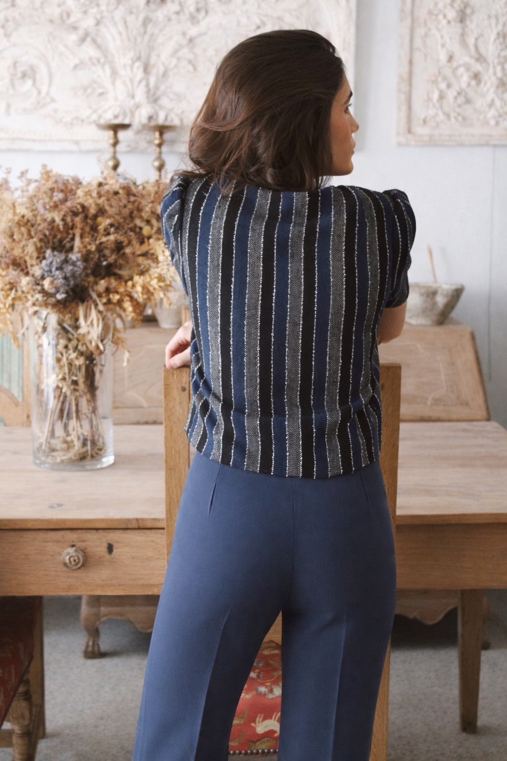 CHAQUETA ESTRUCTURADA RAYAS MARINO