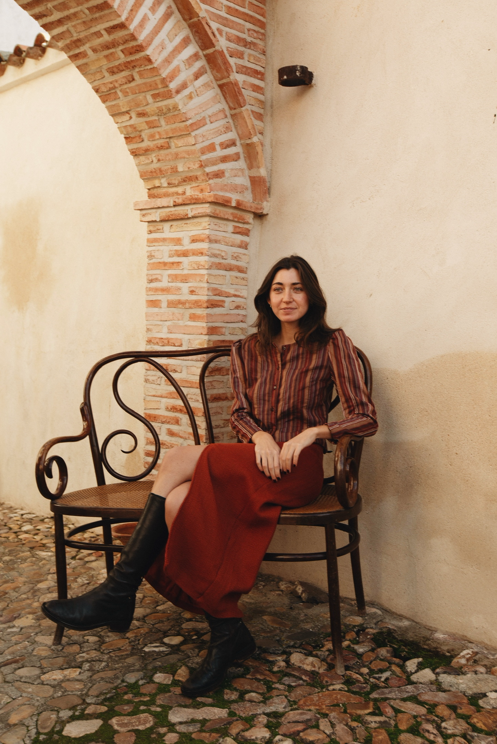 FALDA MIDI TAPETAS LANA NARANJA