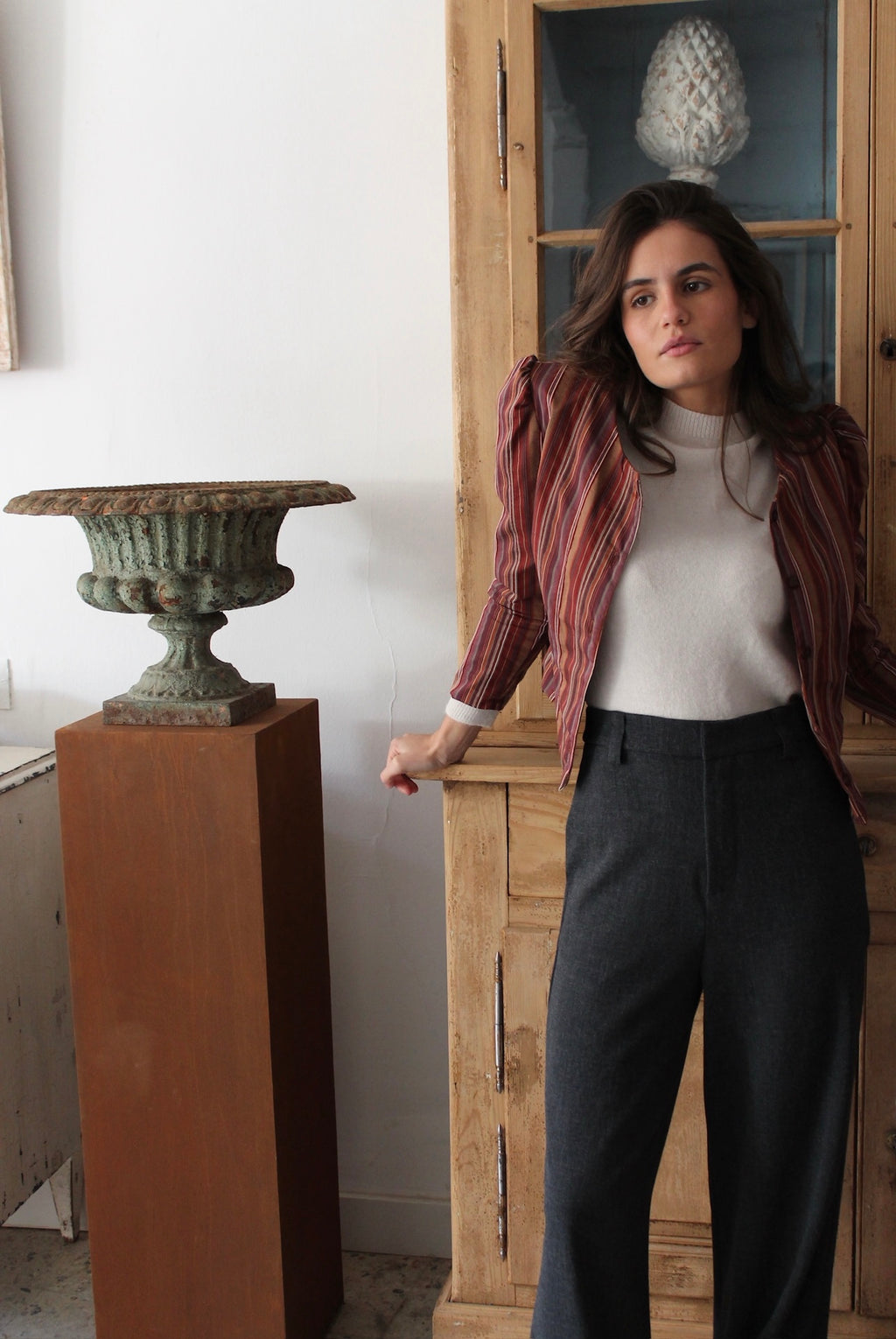 PANTALON LANA RECTO GRIS