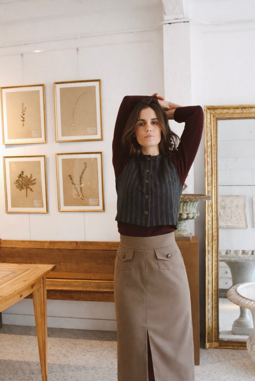 FALDA MIDI TAPETAS ANTELINA VERDE CAZA