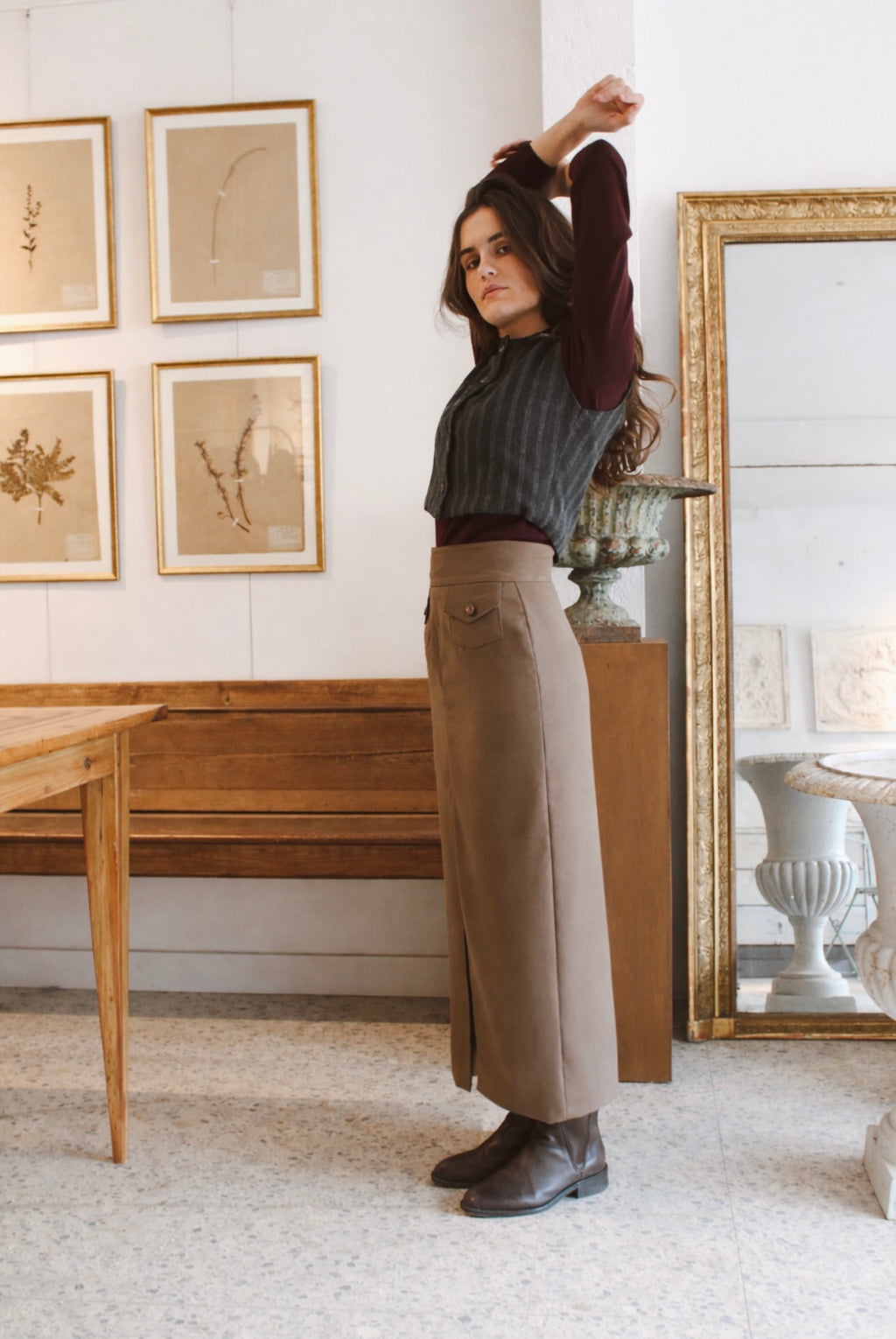 FALDA MIDI TAPETAS ANTELINA VERDE CAZA