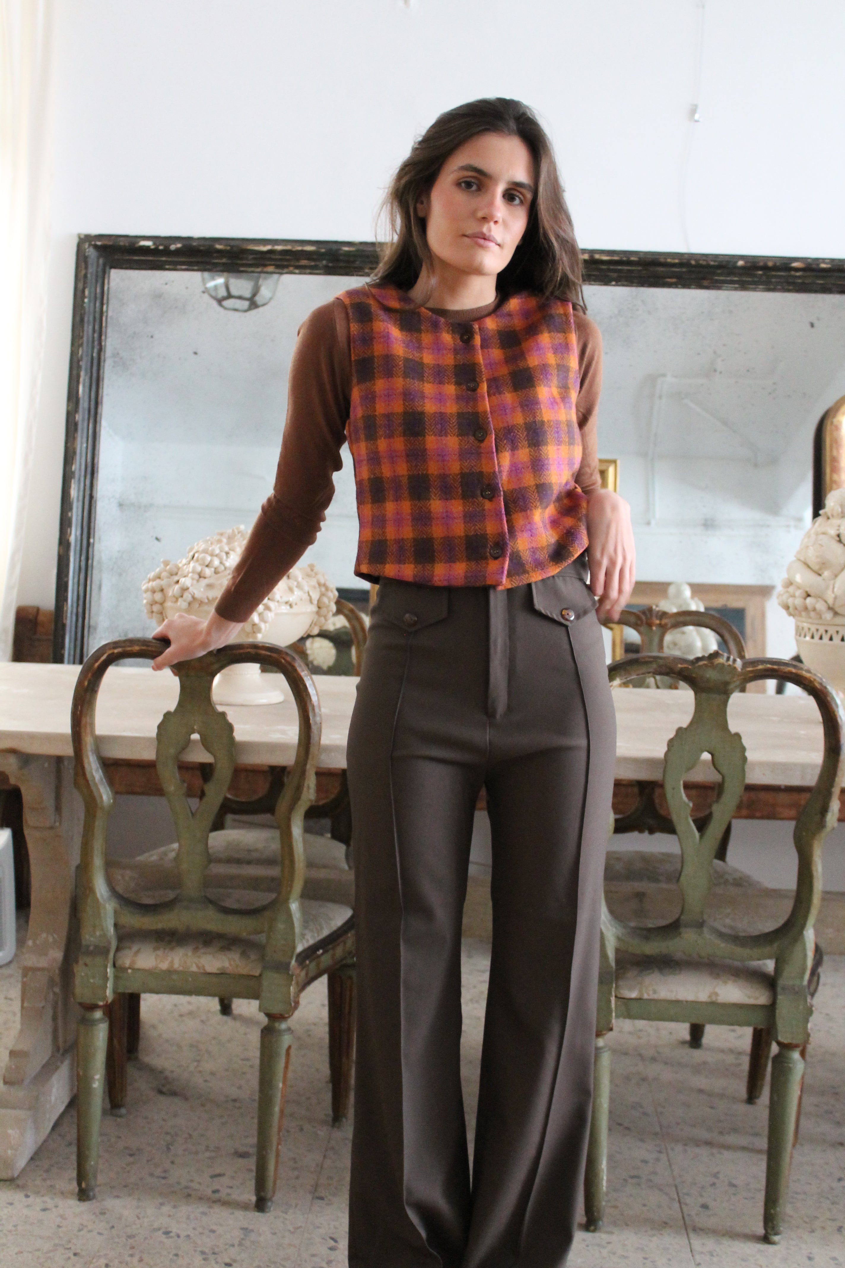 CHALECO ESTRUCTURADO LANA CUADROS