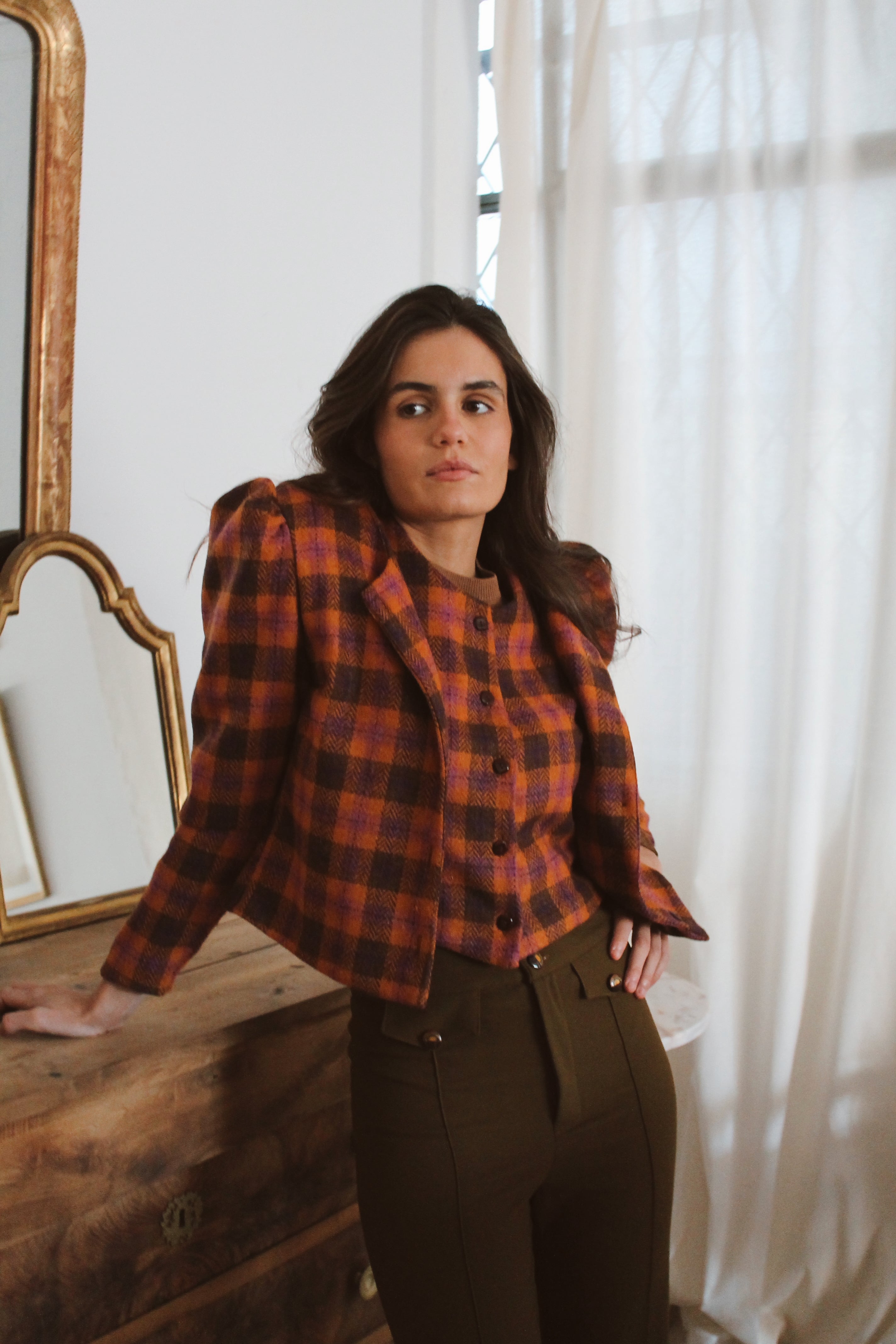 CHAQUETA LANITA CUADROS ROSA