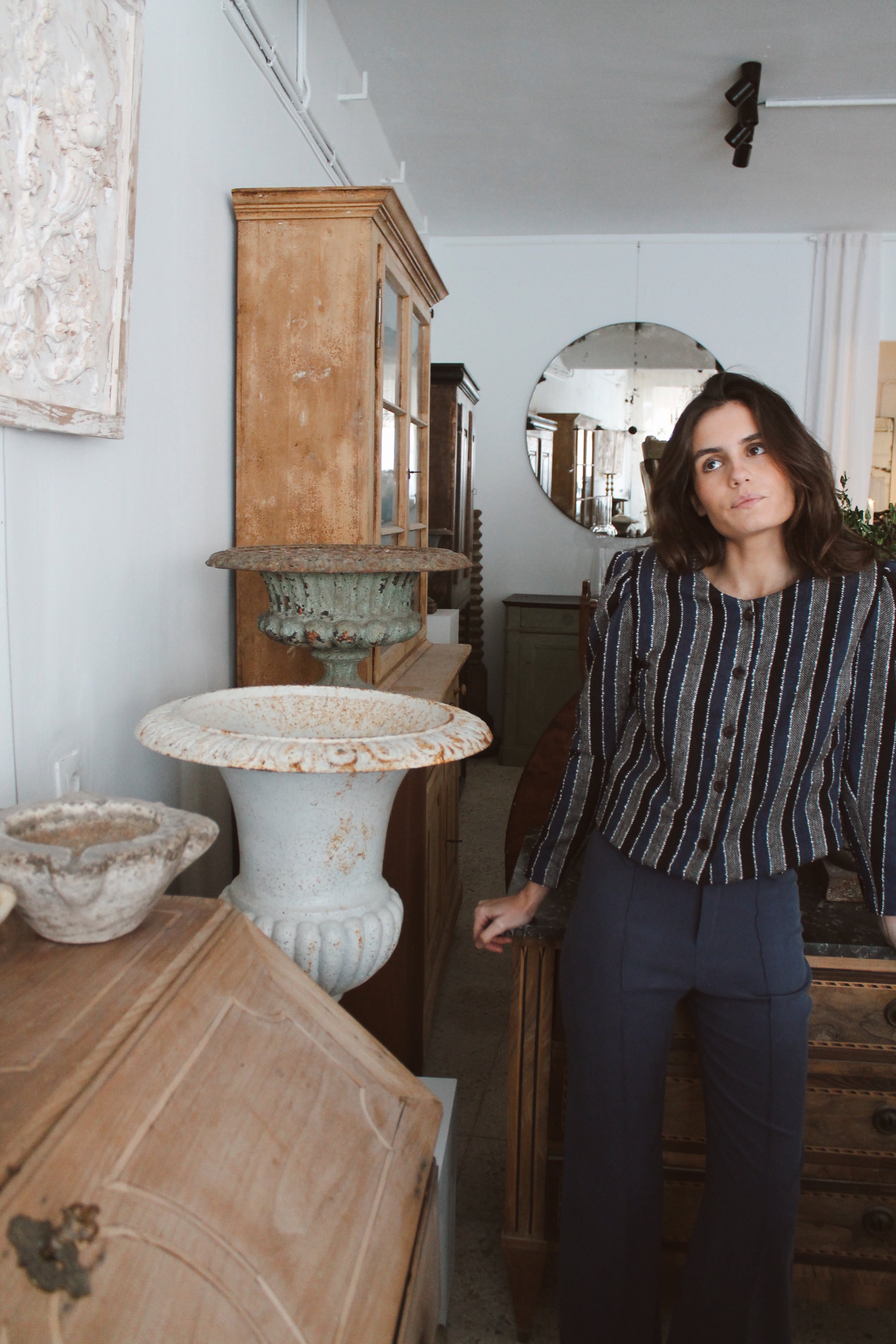 CHAQUETA ESTRUCTURADA RAYAS MARINO