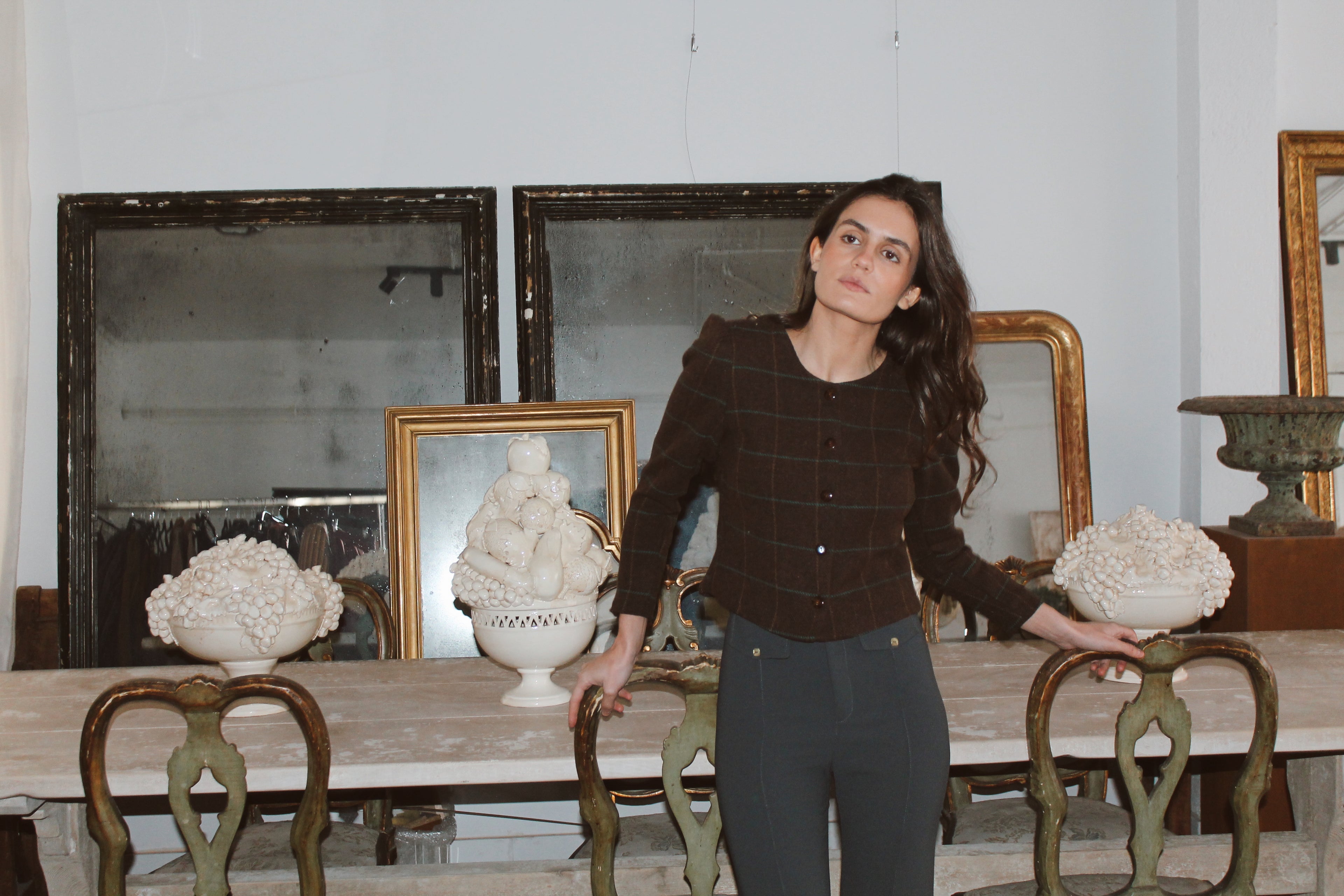 CHAQUETA CUADRO VENTANA CHOCOLATE